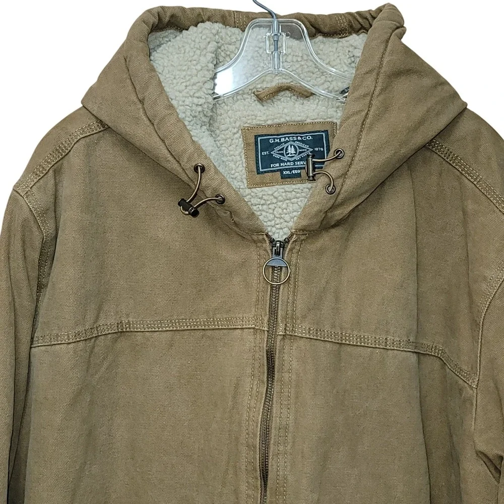 G.H. Bass & Co Mens Sherpa Lined Hooded Cotton Workwear Jacket XXL Chore Outdoor